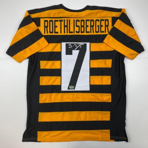 Facsimile Autographed Ben Roethlisberger Pittsburgh Bumble Bee Reprint Laser Auto Football Jersey Size Men's XL
