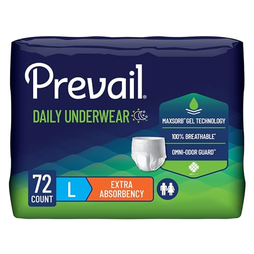 Prevail Daily Protective Underwear - Unisex Adult Incontinence Underwear - Disposable Adult Diaper for Men & Women - Maximum Absorbency - Large - 18 Count (Pack of 4)