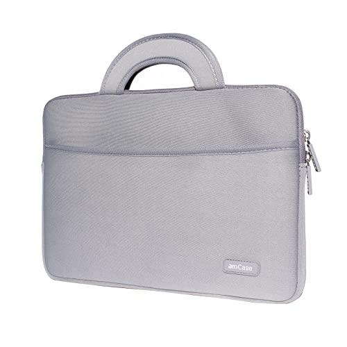 Image of amCase Chromebook Case /Carry Sleeve with Handle-Black (11.6-12 inch, Grey)