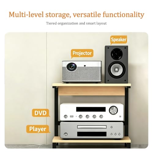 Soporte multimedia AV resistente para organizar tocadiscos y receptores estéreo 4