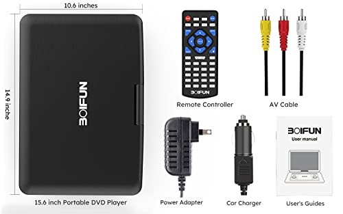 Boifun 17.5 Inch Portable Dvd Player With 15.6 Inch Large Hd Screen, 6 Hours Rechargeable Battery, Support Usb/Sd Card/Sync Tv And Multiple Disc Formats thumb #7