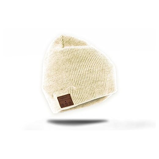 Tenergy Wireless Bluetooth Beanie Hat with Detachable Stereo Speakers & Microphone, Fleece-Lined Unisex Music Beanie for Outdoor Sports, Basic Knit (Cream)