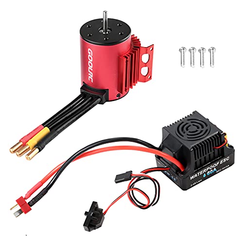 GoolRC Brushless Motor 3650 4300KV Brushless Motor with Heat Sink 60A Brushless ESC for 1/10 RC Car Crawler
