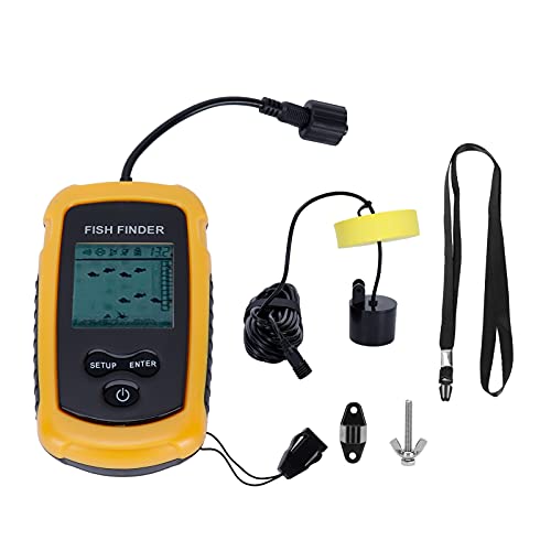 Cocoarm Buscador de Peces Portátil con Buscador de Profundidad de Sonar, Sensor con Cable de 328 Pies, Alarma de Peces LCD en Color, Detección de 45 Grados para Kayak, Pesca en Mar en Hielo