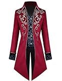 Ainiel Mens Medieval Steampunk Tailcoat Jackets Uniform renaissance costume (L, Red)