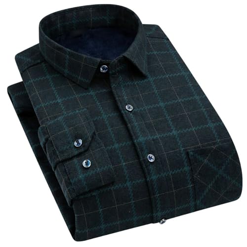 Camisa con forro polar cálida y gruesa en algodón elástico de hombre
