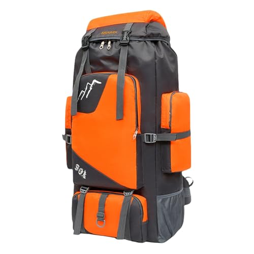 Mochila para exteriores de 70 L, de gran capacidad, portátil y versátil, mochila ligera para hombres y mujeres, adecuada para viajes, camping y vacaciones, mochila de mono con correa, naranja, Talla