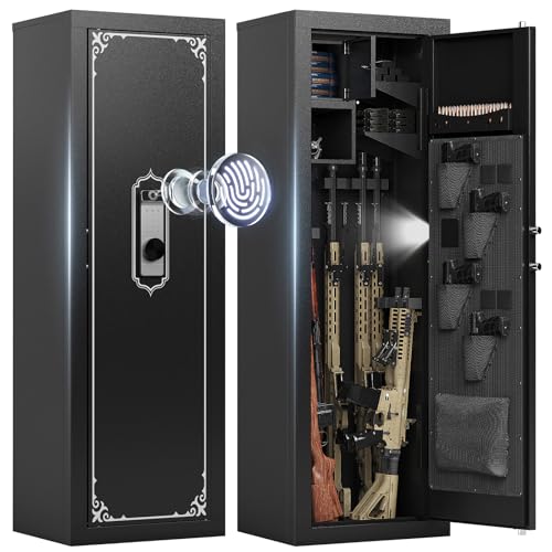 KAER Biometric Gun Safe for Rifle & Pistol, 10-14 Gun Capacity Large Rifle Safe with Fingerprint...