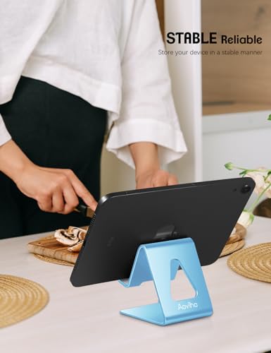 Image of Aoviho Cell Phone Stand for Desk, Aluminum Phone Holder, Sky Blue | Built to Last, Hands-Free Viewing, Fits iPhone 17 /16 /15 Series & Samsung Galaxy, Ideal for Home & Office