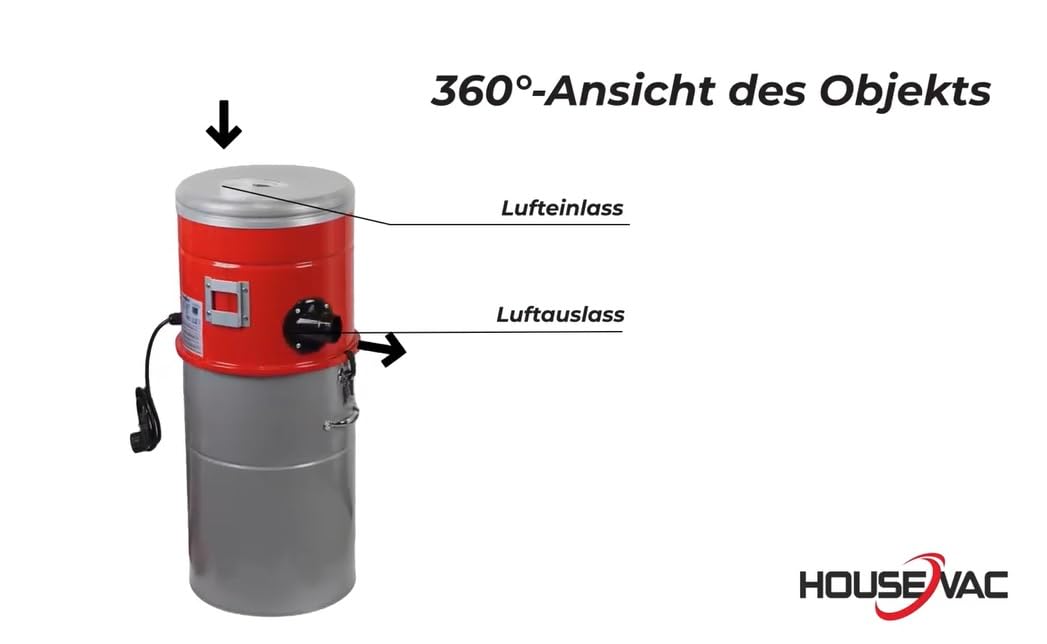 Zentralstaubsauger HV-755ST-35H + Premium Reinigungszubehör-Kit 9m zur Reinigung Ihres Hauses|Saugkraft 755 AirWatts|Ametek Motor-1700W 2 Turbinen Soft Start/Stop| Hybridzyklonfiltration