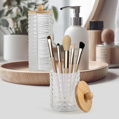 FHISKUNYU 3 Pcs Organizador de Almohadillas de Maquillaje, Dispensador Transparente para Hisopos de Algodón, Caja Contenedor para Almohadillas de Algodón y Cosmeticos, Organizador para Baño - imagen 5