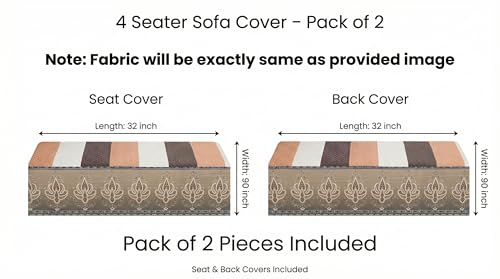 Image of Velvet 4 Seater Sofa Cover Fully Covered | Anti Skid Non Slip | Printed Brown | Sofa Slipcover for Living Room