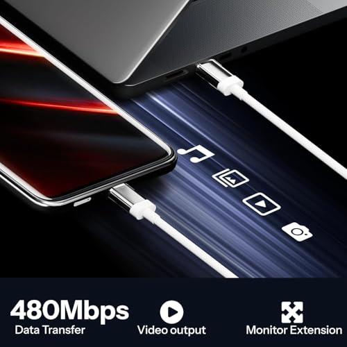 Image of 65W Usb Type C to Type C Charger Cable Compatible Fast Charging With Nothing Cmf,Nothing Phone 2 /2a /Phone 1,Laptop,iPhone 15 & 16 Series,Samsung S24 & S25 Series & Other Devices