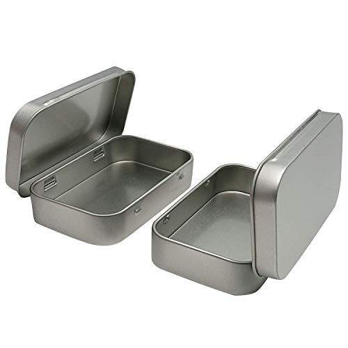 6 Pcs Metal Hinged Tin Box Container Mini Portable Small Storage Container Kit with Lid for Home Storage 3.7x2.3x0.8 Inch, Silver - Image 6