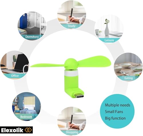 Image of Mini Portable Type-C USB fan Plug-in with Mobile Any Android Smartphone and Typ-C Output Port for Kids, Adults, Indoor & Outdoor Use (1Pc, Color May Vary)