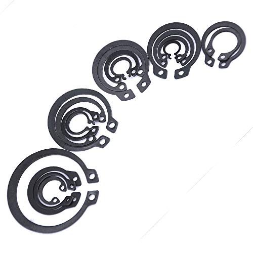 Xingyheng 225Pcs 18 Sizes Alloy Steel Circlip Snap Ring External Retaining Clamps Ring Washer Assortment Kit 6-32Mm(Black) #TOP5