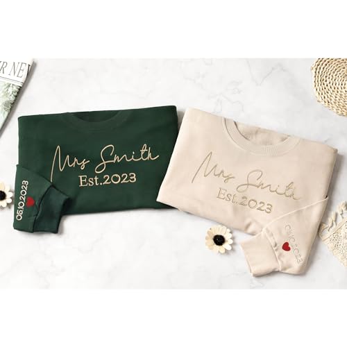 Custom Embroidered Mrs. Sweatshirts, Embroidered Bride Sweatshirt, Future Mrs Hoodie, Honeymoon Sweatshirt, Best Friend Wedding Egagement Gift, Bachelorette Party Gift Multicolor2