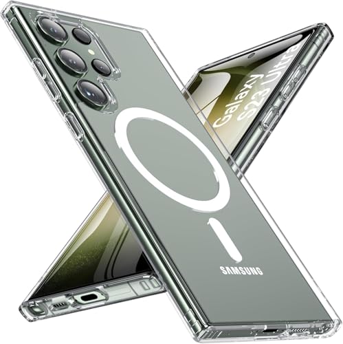 Image of OWKEY for S23 Ultra Case 6.8'', Magnetic Samsung Galaxy S23 Ultra Case for Magsafe, [Shockproof Military] Transparent Back Slim Bumper Cover Phone Case Galaxy S23 Ultra Case, Clear