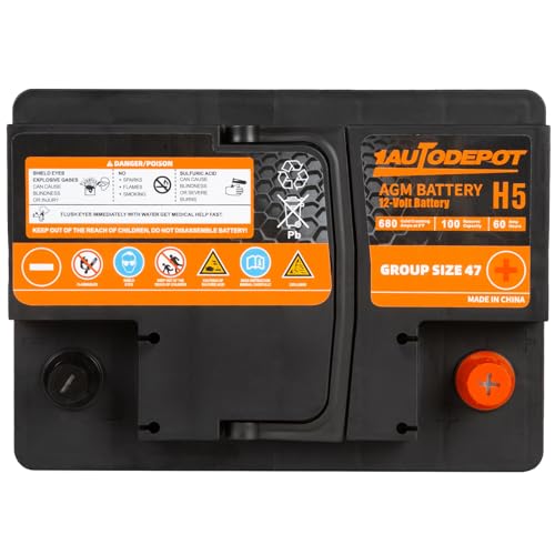 Image of BCI Group 47 Car Battery, 12V 60Ah Size H5 Automotive Battery Premium Maintenance Free AGM Batteries, 680CCA, 100RC