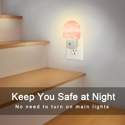 Image of Pink Gold Glitter Night Light, Rose Pink Sparkle Shine Dusk to Dawn Night Light Plug in,0.5w Energy Saving Sleep Friendly NightLight for Kids Boys Girls Home Decor