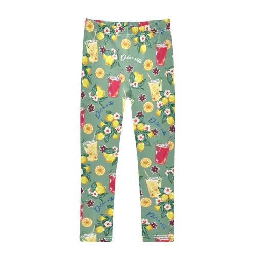 Citrus Fruits Grapefruit Girls Leggings,Workout Leggings for Girls Toddler Athletic Leggings Size for 3-10T