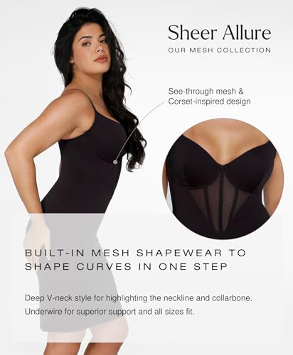 Popilush Shapewear Dress Corset Dress Mesh Bodycon Dresses for Women Slip Dress Party Midi Dresses Club Outfits3