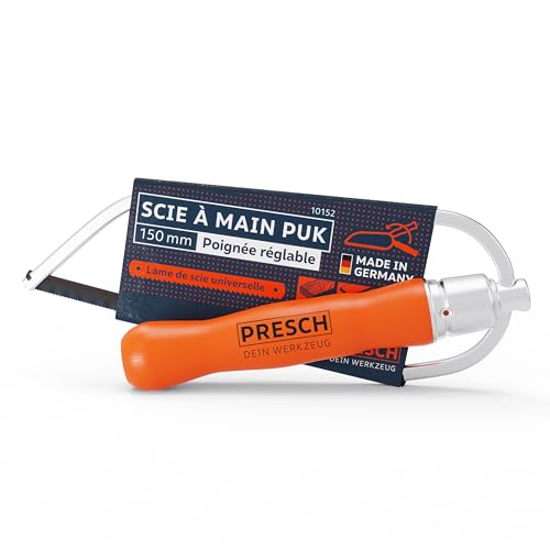 Presch Scie de poche pliante PUK 150mm avec lame de scie universelle - Mini Scie à main pliante avec poignée réglable - Petite scie pour, métaux non ferreux, plastique, aluminium, bois