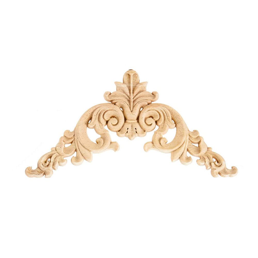 Onlay In Legno Intagliato Per Mobili – Motivo Floreale 27x26 Cm – Non Verniciato, In Legno Di Gomma – Per Decorazione Porta, Armadio, Parete