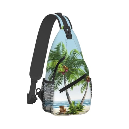 Mochila tipo bandolera Tropical Palm Tree negra miniatura 1