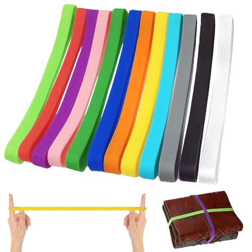 YOUYIKE 12 Piezas Bandas de Goma, 14x1cm Bandas Elásticas de Goma Gruesas Grandes, Banda de Gomas Silicona de Colores, Elastic Rubber Band Anchas para Oficina, Hogar, Escuela
