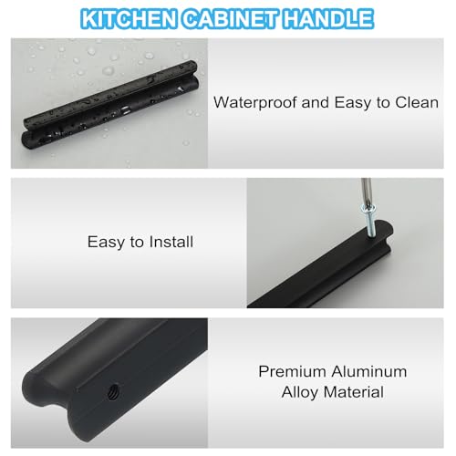 PATIKIL Door Handles 1.26 Inch (32mm) Hole Center, 10 Pack Brushed Pulls Kitchen Drawer Hardware for Cupboard Drawer Pulls Black - Image 4