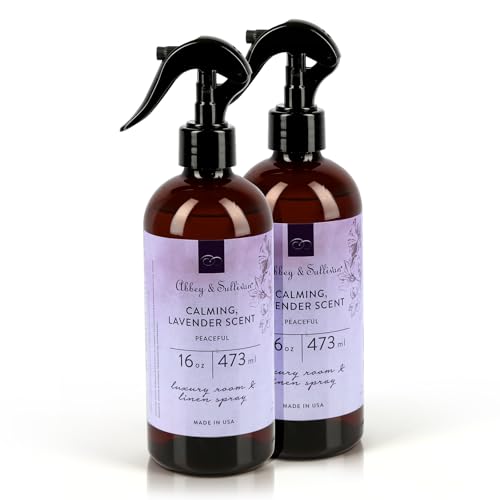 Abbey & Sullivan Linen Spray, Peaceful Lavender, Fabric Freshener and Fragrance Room Spray, Pack of 2, 16 oz