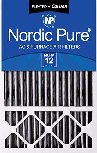 Image of Nordic Pure 16x25x5 MERV 12 Plus Carbon Air Filter 1 Pack | Actual Size: 15 3 /4 x 24 3 /4 x 4 3 /8 Honeywell Replacement Made in USA, Advanced HVAC Furnace Filtration, Pet & Odor Control