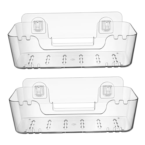 KONTONTY 2pcs Wall Mounted Bathroom Shelf Transparent Storage Organizer for Toilet Paper and Towels Stylish Floating Shelves for Efficient Space Utilization and Comprehensive Storage