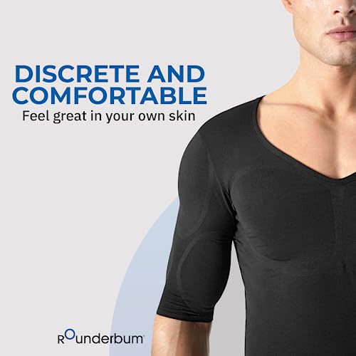Rounderbum Men’s Muscle Tech Shirt with Removable Padding – Stealth Muscle Tee for Chest & Shoulder Boost, 1 Color2