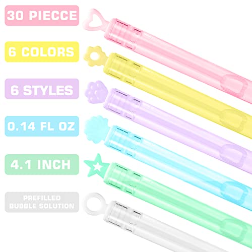 30 Pack Mini Bubble Wands(6 Style, 6 Colors), Bulk Bubble Party Favors, Goody Bags For Kid, Great Summer Outdoor Indoor Toys Gifts For Boy Girl, Valentine Christmas Party Supplies #TOP1