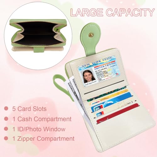 Image of Cute Print Wallet Blueberry Strawberry Cherry Wallet with Credit Card Holder Zipper Coin Purse for Women Girls (KIWI)