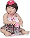 WBDZ Poupées réalistes de bébé Reborn 22 Pouces Real Life Eyes Open Silicone Vinyl Full Body Reborn Baby Doll, Poupées Nouveau-né Fille vêtues de Bretelles Florales