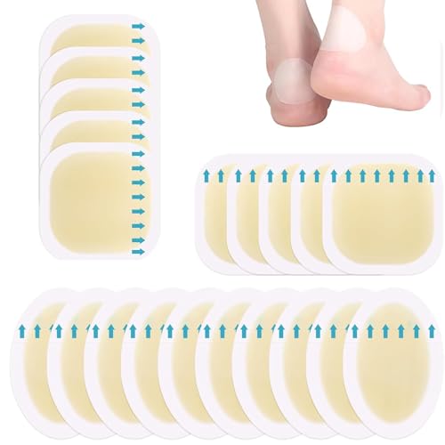 YUNYU 20 tiritas de gel para pies, parches de prevención de ampollas, protección adhesiva extrafuerte, alivio del dolor al caminar, senderismo y actividades diarias