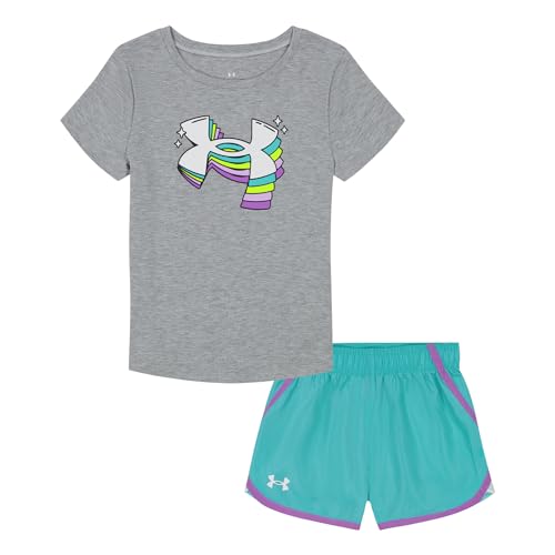Image of Under Armour Girl's 2-piece Short Sleeve Tee and Shorts Set, Lightweight and Comfortable