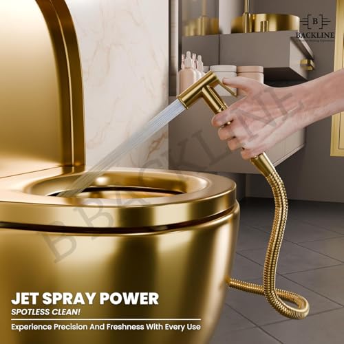 Image of B Backline Brass Jet Spray for Toilet | Health Faucet | Health Faucet with Stand & Flexible Hose Pipe | Health Faucet Set for Bathroom (Gold)