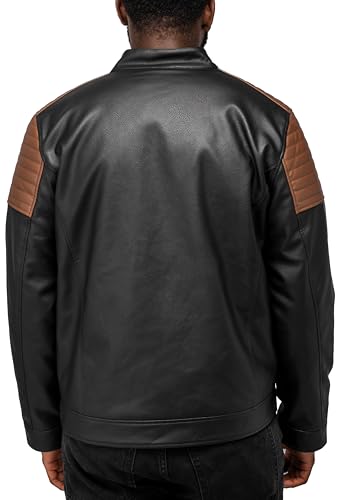 Image of X-Ray Men's Slim Fit Faux-Leather Moto Jacket with Removable Hood