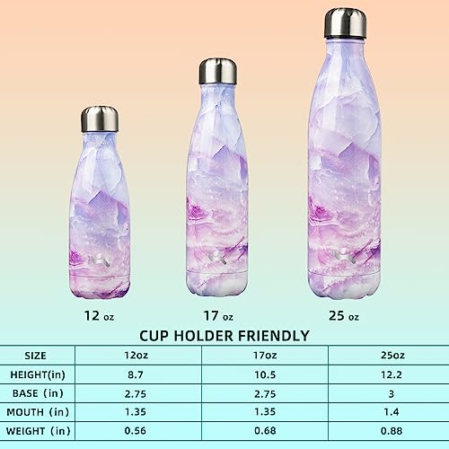 Image of Konokyo Insulated Water Bottles,25 oz Double Wall Stainless Steel Vacumm Metal Flask for Sports Travel,Marble Dawn