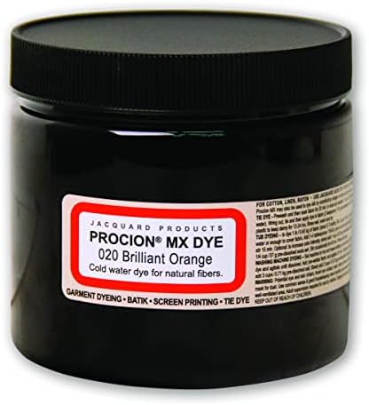 Jacquard Procion Mx Dye - Undisputed King of Tie Dye Powder - Brilliant Orange - 8oz Net Wt - Cold Water Fiber Reactive Dye Made in USA