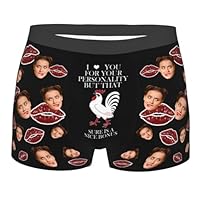Mens Boxers with Face on Personalised, Personalised Boxers for Men Photo Custom Funny Boxer Briefs with Picture for Valentine's Day Christmas Day (UK, Alpha, M, Regular, Regular, 1-black)