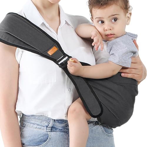 Portabebés portátil Infantino suave con correas ajustables y cómodas para el hombro, portabebés acogedor para recién nacidos y niños pequeños (negro)