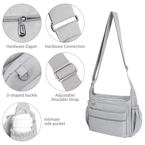 Image of Crossbody Bag for Women Waterproof Shoulder Bag Multi Pockets Nylon Purse | Small /Large,Anti Theft Shoulder Handbags,Lightweight,for Travel /Work /Daily Use,Adjustable Shoulder Strap