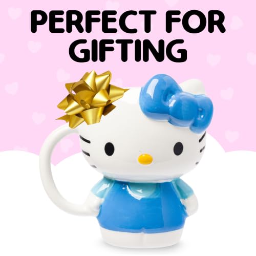 Image of Silver Buffalo Sanrio Hello Kitty Full Body Blue, 3D Sculpted Mug, 20oz | Dress Ceramic, 0.59 Liters