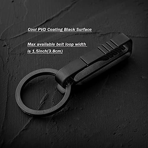 Tisur Belt Loop Keychain Clip, Titanium Carabiner Keychain Key Holder With Detachable Key Ring For Duty Belt, Car Key Chain Gifts For Men Women, Bk1S+D Ring (Black) #TOP1