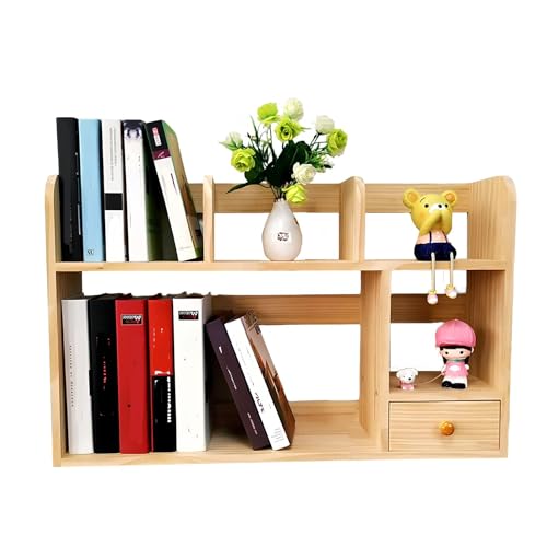 Estantería de escritorio pequeña de madera librería compacta estante abierto para hogar 2